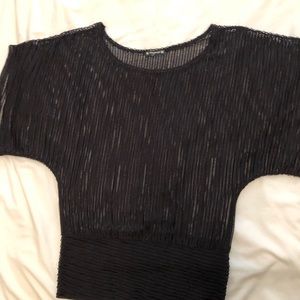 Black Woven Dolman Sleeved Shirt